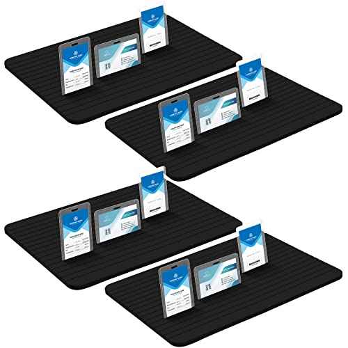 Wesiti 4 Pcs Wooden Name Badge Holder ID Tag Organizer Tray Name Badge Display Plate Sign Decor for Office School Business(15.3 x 11 x 0.5 inches,Black)