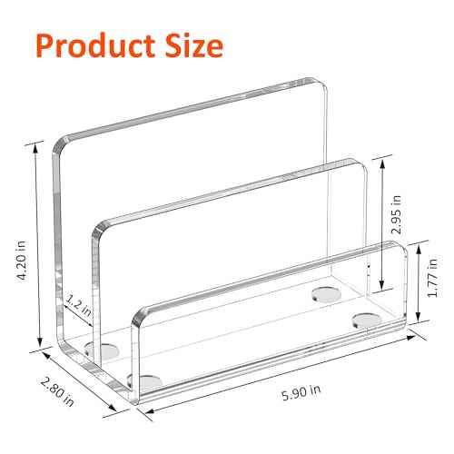 Desk Mail Organizer, 2 Section Clear Acrylic File Holder Letter Organizer, Vertical Lightweight Modern Envelope Holder Desk Accessories & Workspace Organizers for Office, Home, School