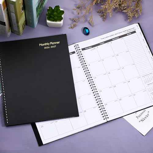 2026-2027 Monthly Planner/Calendar - 2 Year Monthly Planner 2026-2027, Jan.2026 - Dec.2027, 9" x 11", 2 Years Calendar 26-27 with Tabs,+Contacts + Back Pocket + Twin-wire Binding - Black