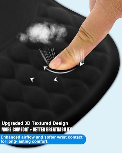 PVIPCZ Black Ergonomic Mouse Pad with Sloped Memory Foam Wrist Rest