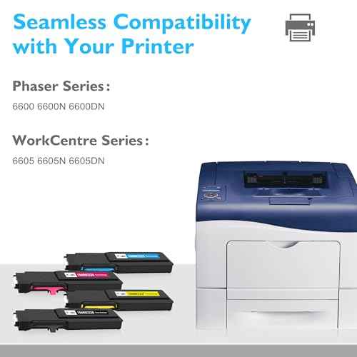 Phaser 6600 WorkCentre 6605 Toner Cartridge Replacement for Xerox 106R02228 106R02227 106R02226 106R02225 Use for Xerox Phaser 6600 6600N 6600DN WorkCentre 6605N 6605DN Printer ( 4 Pack)