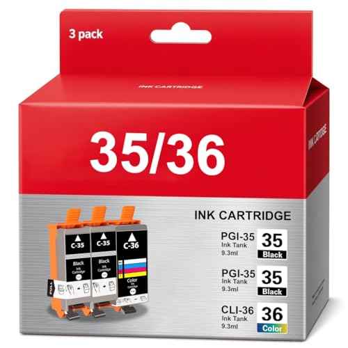 PGI-35 CLI-36 Ink Cartridges 3-Pack Compatible 35 36 Ink Cartridge Replacement for Canon TR150 Ink Cartridges for PIXMA iP100 iP110 TR150 Mini260 Mini320 Printer (2 Black, 1 Color)
