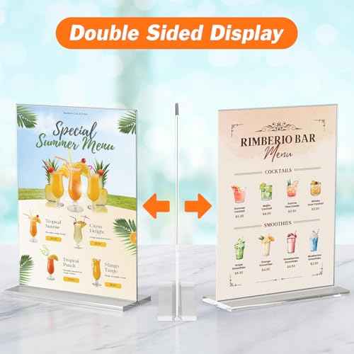 3 Pack Acrylic Sign Holder 8.5 x 11 Inches, Clear Menu Stand, Vertical Flyer Display, Table Paper Holder, Desk Brochure, Plastic Sign Display for Restaurants, Office, Store