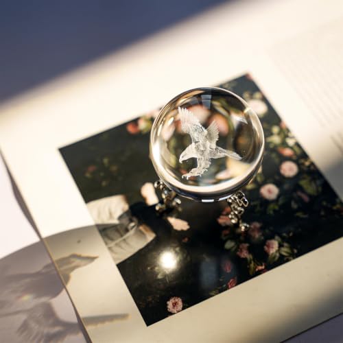 Eagle 3D Laser Engraved Crystal Ball Paperweight 60mm with Stand - Clear Gift