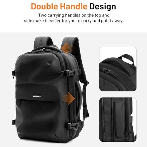 Laptop Backpack for Long Travel with 30-40L Expandable Large Capacity Water-resistant Black 1800D Oxford Fabric Lamination Fabric