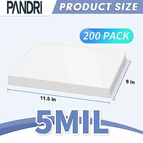 Laminating Sheets, PANDRI 200 Pack Thermal Laminator Pouches Holds 8.5 x 11 Inch, 5 Mil Clear Laminator Paper 9 x 11.5 Inch, Letter Size