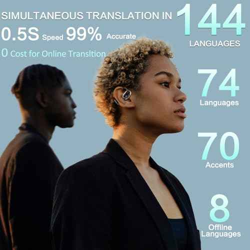 Beviliu Translation Earbuds Real Time, 144 Language Translate Headphones 8 Offline Languages, 3-in-1 Ai Translator Device for iOS&Android Wireless 5.4 K120 (Black)