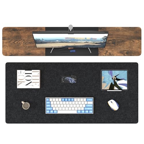 DAWNTREES Large Felt Desk Mat Protector 36 x 16 Inches Dark Grey