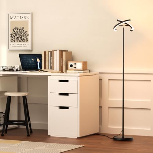 SIBRILLE Black LED Floor Lamp - Dimmable Uplighter with Remote & Rotatable Head