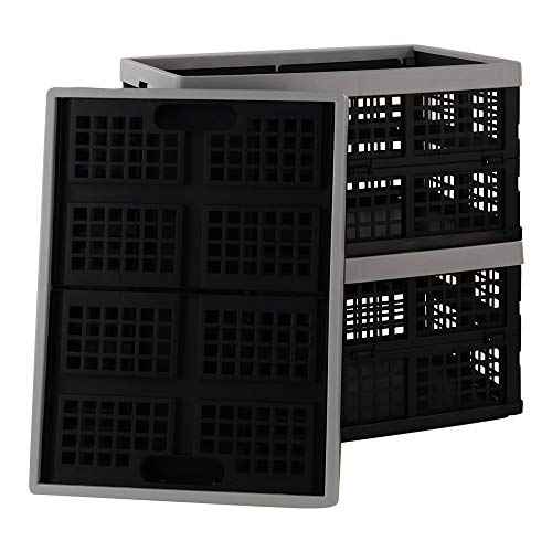 Jekiyo 34-Liter Folding Crates Storage, Collapsible Container Plastic, Set of 3
