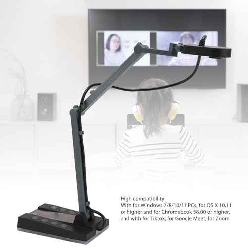 4K UHD Document Camera for Teachers, 15MP USB Document Camera with LED Light, 30fps Foladable Document Camera for 7 8 10 11 PCs for OS X 10.11 for Chromebook