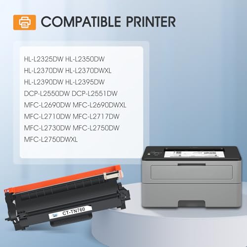 TN760 Toner for Brother Printer TN730: Compatible for Brother TN 760 730 MFC-L2710DW MFC-L2750DW TN-730/TN-760 TN-760 TN-730 HL-L2350DW DCP-L2550DW HL-L2395DW HL-L2370DW HL-L2390DW Black Cartridge