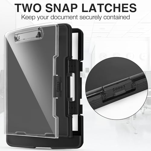 Sooez Black Heavy Duty Clipboard with Storage & Pen Holder, Dual-Layer Design