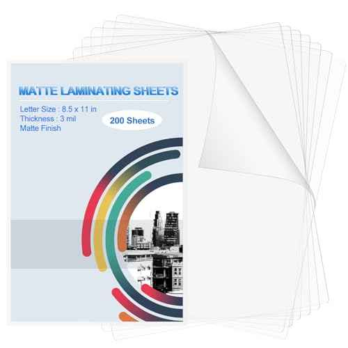Geyoga 200 Sheets Matte Laminating Sheets Holds 8.5 x 11 in, Matte Thermal Laminating Pouches (3 Mil), 9 x 11-1/2-inch Matte Letter Size Laminating Sheets Ultra Clear with Matte Finish
