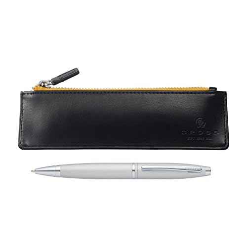 Cross Calais Satin Chrome Refillable Ballpoint Pen and Zip Pen Pouch Gift Set, Includes Premium Gift Box - Classic Black