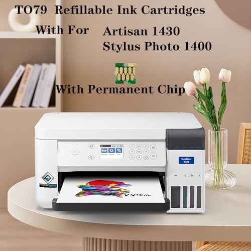 Empty Sublimation Refillable Ink Cartridges Replacement with Permanent Chip for T079 (T079120 T079220 T079320 T079420 T079520 T079620) to use with Artisan 1430 and Stylus Photo 1400 Printer