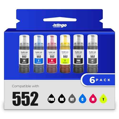 High Page Yield 552 Ink Refill Bottles Replacement for 552 T552 Ink Refill Bottle Use for ET-8550, ET-8500£¨BK PBK C M Y GY£©