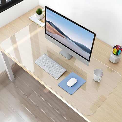 NATRKE Clear Desk Mat 35.4x19.7 Inch Large Transparent Computer Desk Pad Waterproof PVC Office Protector