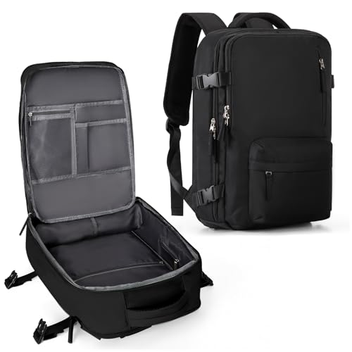 WONHOX Large Travel Backpack A56-Black Waterproof Laptop Daypack for Airplane