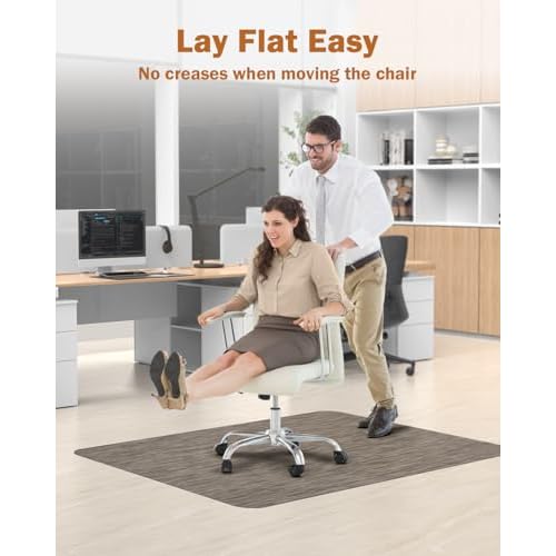 Blvornl Office Chair Mat for Hardwood Floor, 40"*55" Desk Computer Chair Mat for Hard Wood, Large Anti-Slip Hard Floor Protector for Rolling Chair, PVC Desk Rug for Office Dark Brown
