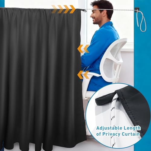LILXIU 78 x 53 Inch Cubicle Curtain with Self-Adhesive Hooks, Blackout Room Divider