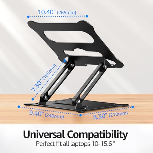 Urmust Adjustable Laptop Stand for Desk 10-15.6” MacBook & Windows (Black)