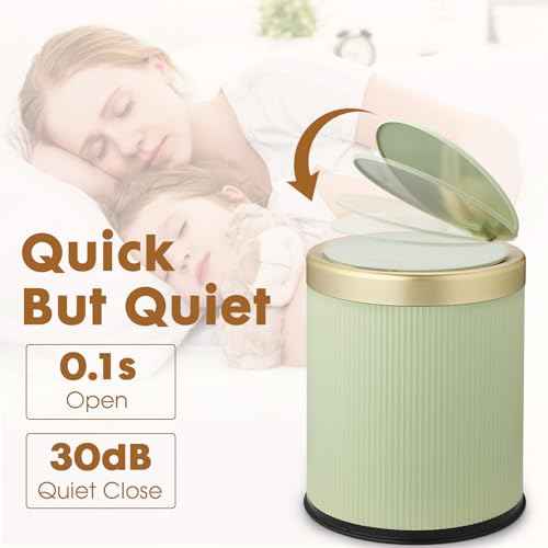Smart Touchless Bathroom Trash Can, 2.8 Gallon Automatic Motion Sensor Rubbish Can with Lid Electric Small Garbage Bin for Kitchen, Office, Toilet, Bedroom -Green