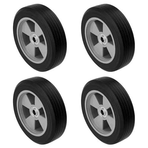 4 PCS 8 Inch Solid Rubber Tires, Hand Truck Dolly Wheels, Solid Rubber Replacement Tire for Hand Push Tool Car