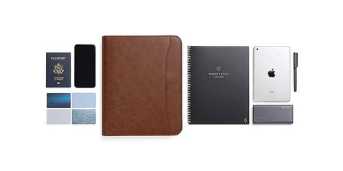 Forevermore Portfolios Portfolio Organizer - 3 Ring Binder with Notepad - 1.5 Inch Rings - Zippered Storage Pockets for Papers, Travel Documents, Presentation Folder, Cards, Passport, Tickets - Brown