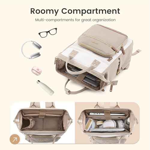 LOVEVOOK Laptop Backpack for Women Work Bag with Large Capacity Cup Side Pocket, 15.6 Inch Waterproof Computer Backpacks Purse, College Bookbag for School, Business, Teacher, Travel