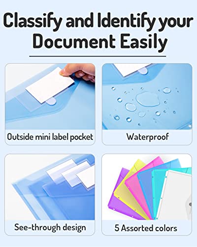 Forvencer Binder Pocket 10 Pack Heavyweight Plastic File Folders with Label Holder