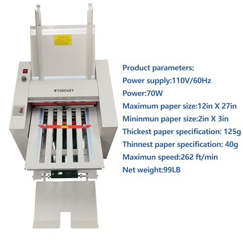 WYDDDARY Automatic Paper Folding Machine 12x27in Max Speed 262ft/min for Documents & Business Letters