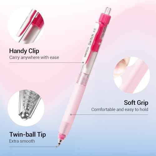 WRITECH Retractable Gel Ink Pens: 0.5mm Black-Ink Switch Between Silent and Clicky Soft Grip Fine Point Pen for Journaling Smooth Writing Quick-dry No Bleed 10ct