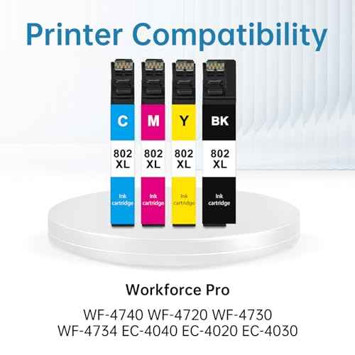 Remanufactured 802 802XL Ink Cartridges Combo Pack Replacement for 802XL Ink Cartridges for Printer Work WF-4720 WF-4730 WF-4734 WF-4740 EC-4040, 802 Ink Cartridge 4P (BKCMY)