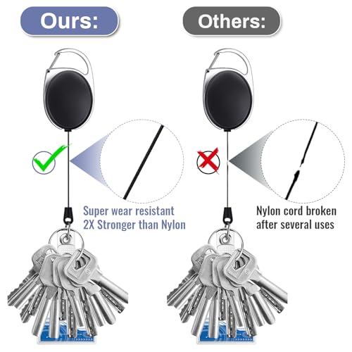 80 Pcs Badge Reels Retractable Bulk ID Badge Holders Retractable Lanyards with Carabiner Reel Clip for Keys, Badge Name Card Holders