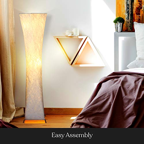 Brightech Harmony Contemporary Lamp for Boho Living Rooms & Offices, LED Floor Lamp for Bedrooms, Tall Lamp with Heavy Base, Mid-Century Modern Standing Lamp for Great Living Room D?cor ? White Shade