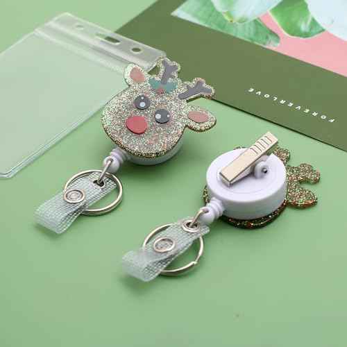 3 Pack Christmas Badge Reel Retractable, Nurse ID Name Card with Alligator Swivel Clip, Cute Elk Snowman Christmas Tree Badge Holder for Nurse Student