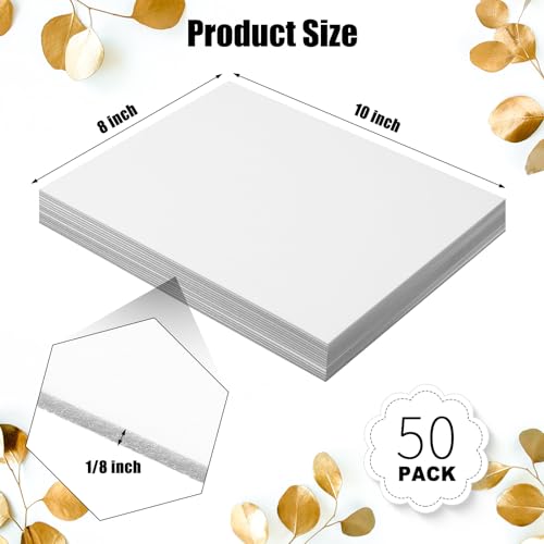 Frienda 50 Pack Foam Boards 8 x 10 Inch White for Art & Craft Projects