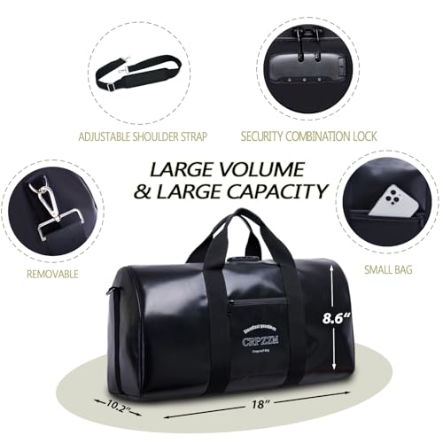 fireproof waterproof travel duffle bag,fireproof bag with lock£¬Waterproof is suitable for indoor storage, travel, camping and other scenarios (black, 17 * 10 * 8.6 inch)