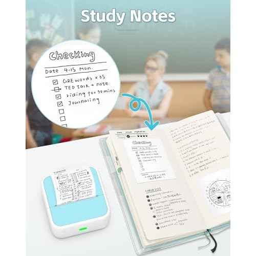 Sticker Printer - Printpods Mini Printer with Stickers, Print Pod, Bluetooth Inkless Printers, Sticker Maker, Portable Thermal Printer for iphone, Impresora Port?til for Notes, Journal, DIY, Kids Gift