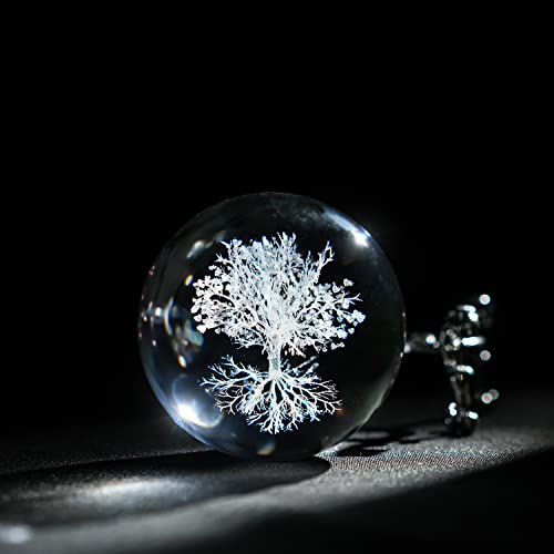 60mm Tree of Life Crystal Ball with Stand - 3D Laser Engraved Decor Gift