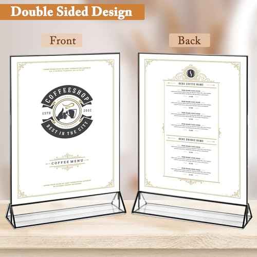 Floroom 12 Pack 8.5x11 Inch Clear Acrylic Sign Holders, Double-Sided Black Display Stand Picture Frames for Table Numbers, Menus, Flyers, Weddings, and Offices