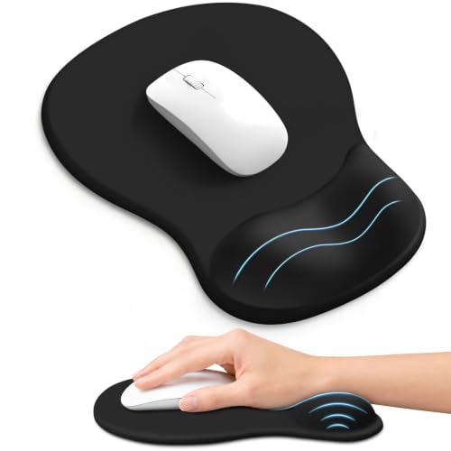 ZapDesk Black Ergonomic Mouse Pad with Gel Wrist Rest - Support & Comfort