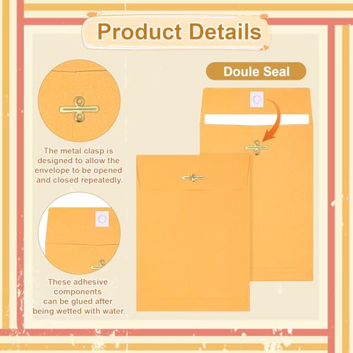 300 Pcs 5x7 Inch Manilla Envelopes with Gummed Clasp Closure - Reinforced, Secure Seal