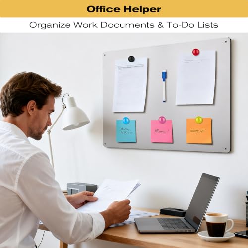 Jofiterm 16" x 20" Silver Magnetic Board with Marker & Mounting Kit
