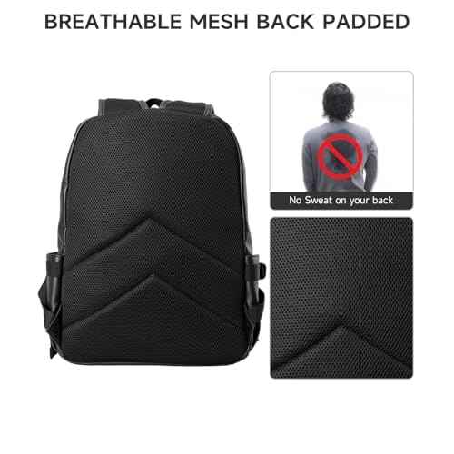 Leather Backpack for Men Black Large Backpack Fit 15.6inch Laptop Rucksack Waterproof for business Commute Casual Daypack