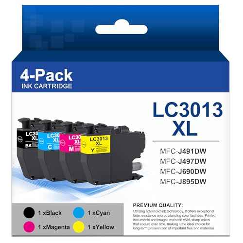LC3013 XL Ink Cartridges High Yield Compatible for Brother LC3013 Ink for MFC-J491DW MFC-J497DW MFC-J690DW MFC-J895DW Printer - BK/C/M/Y