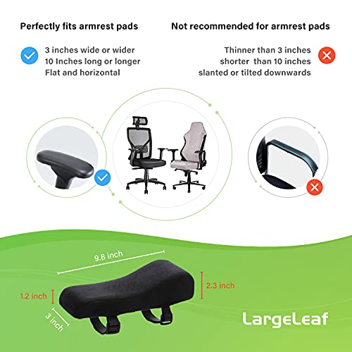 LargeLeaf Black Velvet Ergonomic Armrest Pads – Memory Foam Elbow Cushions (2-Pack) for Office & Gaming Chairs