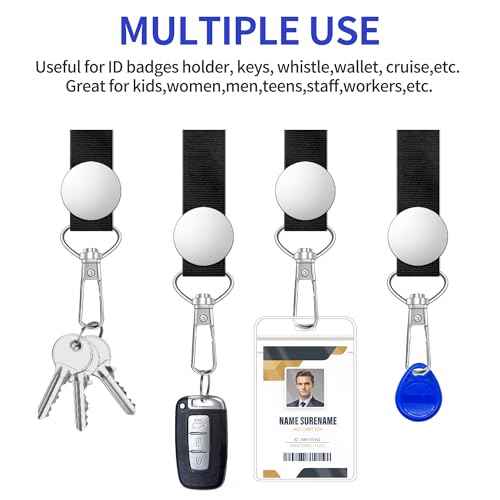 2 Pack Black Lanyards for ID Badges,Lanyard ID Holder with Metal Clasp,Bulk Neck Lanyard ID Holder for Car Keys, Card Holder, Whistle, Keychain, Wallet
