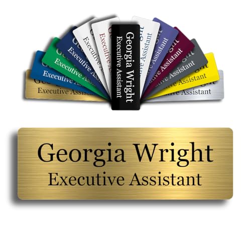 Gold Custom Engraved Name Tag 1x3 Inch | Personalized Employee Badges